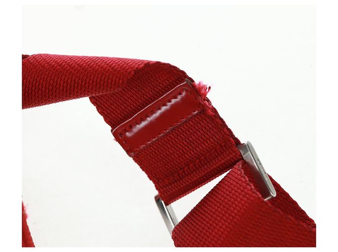PRADA Schultertasche Nylon Rot Silber Authentisch 161482 - Ansicht 9