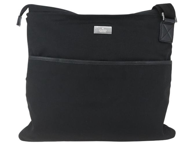 Borsa a Spalla GUCCI Nylon Nero Argento 141198 Auth hk3295 - vista 13