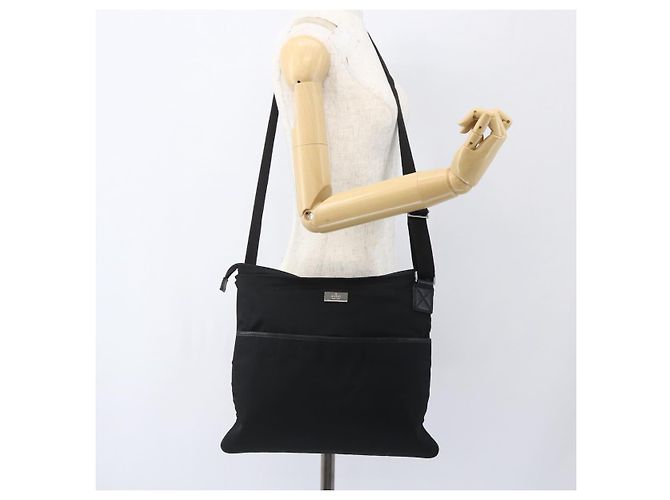 Borsa a Spalla GUCCI Nylon Nero Argento 141198 Auth hk3295 - vista 24