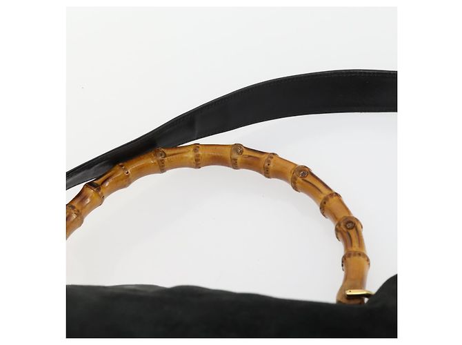 Bamboo Borsa a Mano GUCCI in Camoscio 2 in 1 Nero Oro 001 2404 1638 Auth 158529 D'oro - vista 15