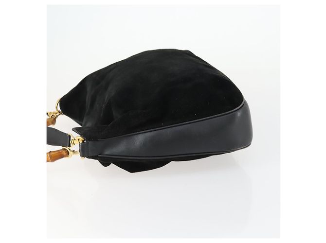 Bamboo Borsa a Mano GUCCI in Camoscio 2 in 1 Nero Oro 001 2404 1638 Auth 158529 D'oro - vista 4