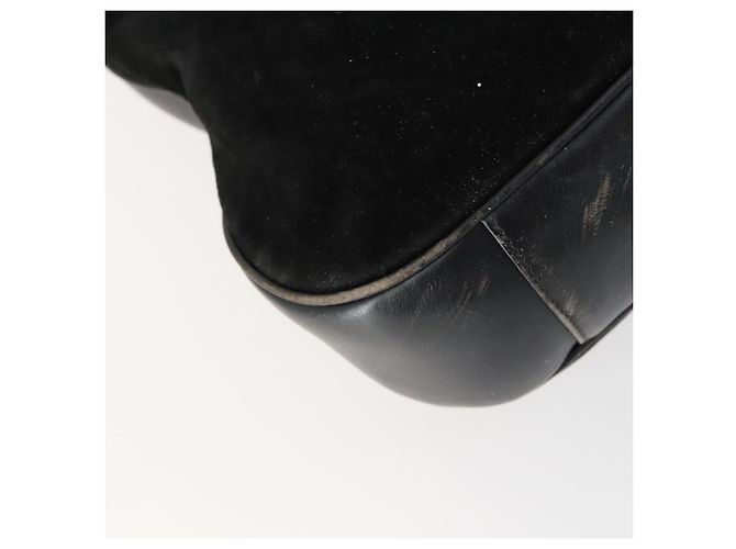 Bamboo Borsa a Mano GUCCI in Camoscio 2 in 1 Nero Oro 001 2404 1638 Auth 158529 D'oro - vista 9