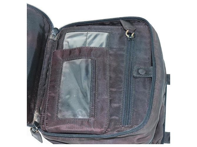 PRADA Borsa a mano in nylon nero argento Auth 161692 - vista 11