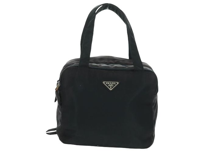 PRADA Borsa a mano in nylon nero argento Auth 161692 - vista 13