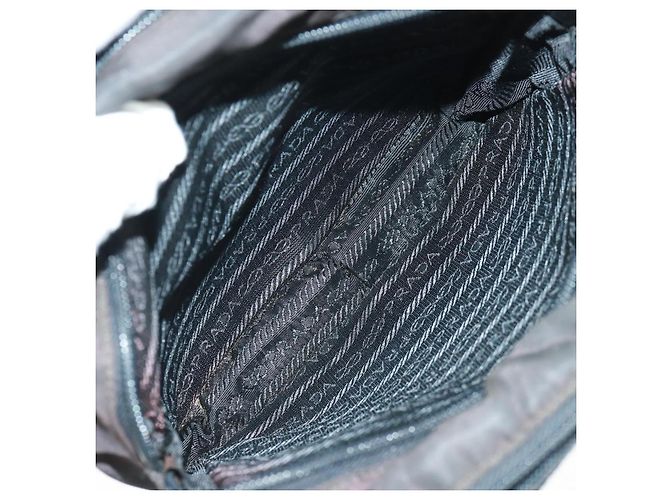 PRADA Borsa a mano in nylon nero argento Auth 161692 - vista 24