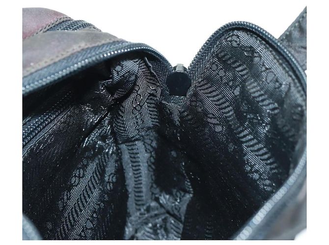 PRADA Borsa a mano in nylon nero argento Auth 161692 - vista 27
