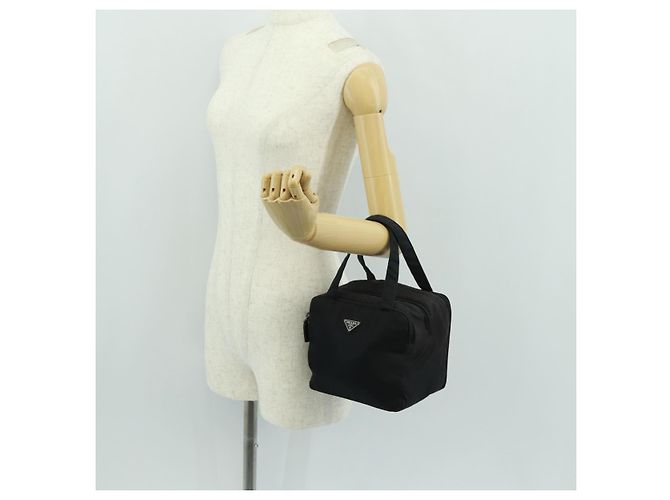 PRADA Borsa a mano in nylon nero argento Auth 161692 - vista 31