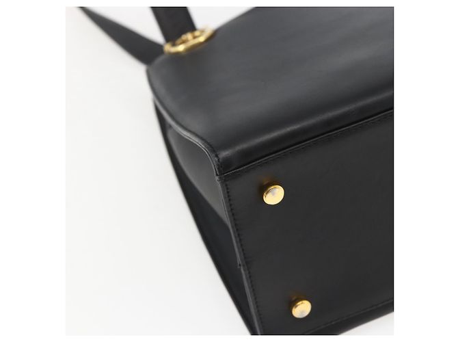 Borsa a Spalla Gancini in Pelle Nera e Oro Auth 161284 di Salvatore Ferragamo Nero D'oro - vista 14