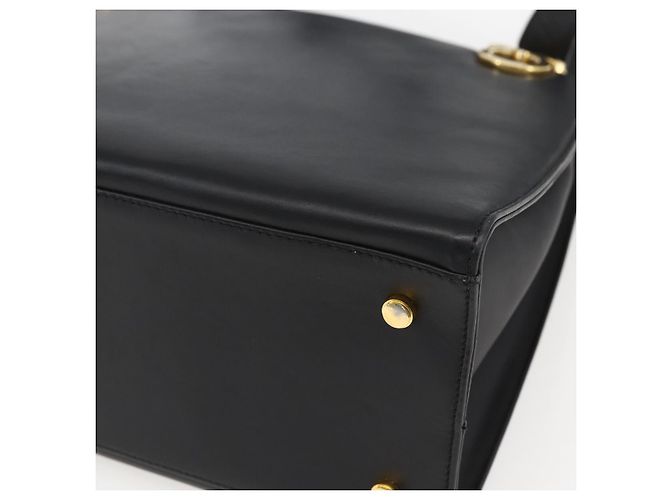 Borsa a Spalla Gancini in Pelle Nera e Oro Auth 161284 di Salvatore Ferragamo Nero D'oro - vista 15