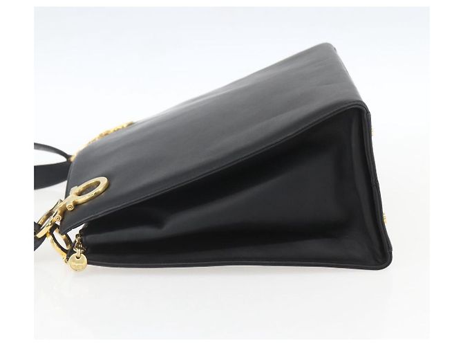 Borsa a Spalla Gancini in Pelle Nera e Oro Auth 161284 di Salvatore Ferragamo Nero D'oro - vista 3