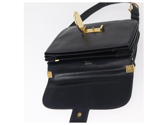 Céline Borsa a Spalla CELINE in Pelle Blu Navy Oro Auth 160702 D'oro - vista 10