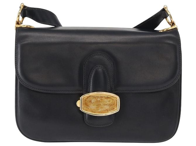 Céline Borsa a Spalla CELINE in Pelle Blu Navy Oro Auth 160702 D'oro - vista 13
