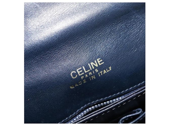 Céline Borsa a Spalla CELINE in Pelle Blu Navy Oro Auth 160702 D'oro - vista 18
