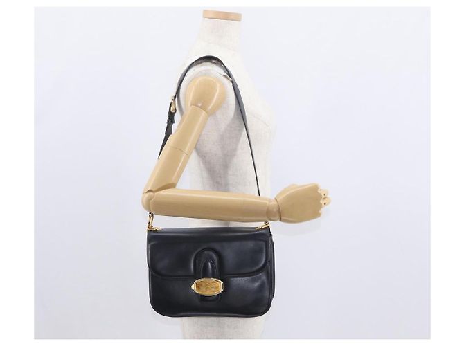 Céline Borsa a Spalla CELINE in Pelle Blu Navy Oro Auth 160702 D'oro - vista 23