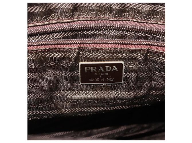 Borsa Tote PRADA in nylon marrone oro Auth 161781 D'oro - vista 18