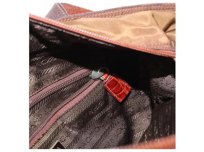 Borsa Tote PRADA in nylon marrone oro Auth 161781 D'oro - vista 21