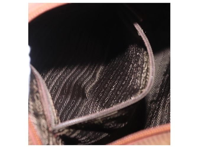 Borsa Tote PRADA in nylon marrone oro Auth 161781 D'oro - vista 22