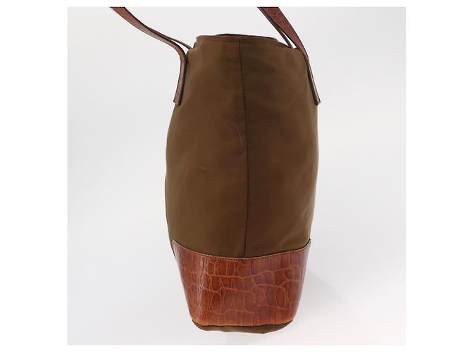 Borsa Tote PRADA in nylon marrone oro Auth 161781 D'oro - vista 3
