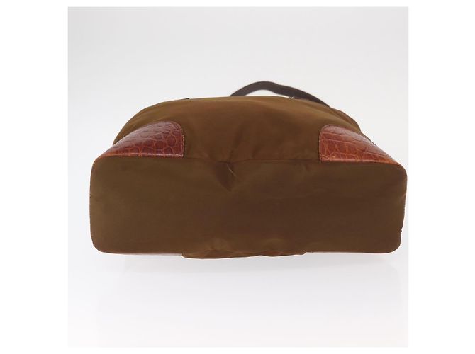 Borsa Tote PRADA in nylon marrone oro Auth 161781 D'oro - vista 5
