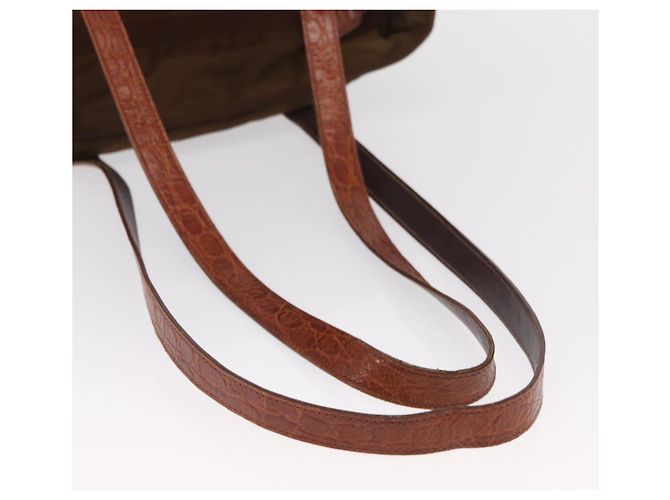 Borsa Tote PRADA in nylon marrone oro Auth 161781 D'oro - vista 7
