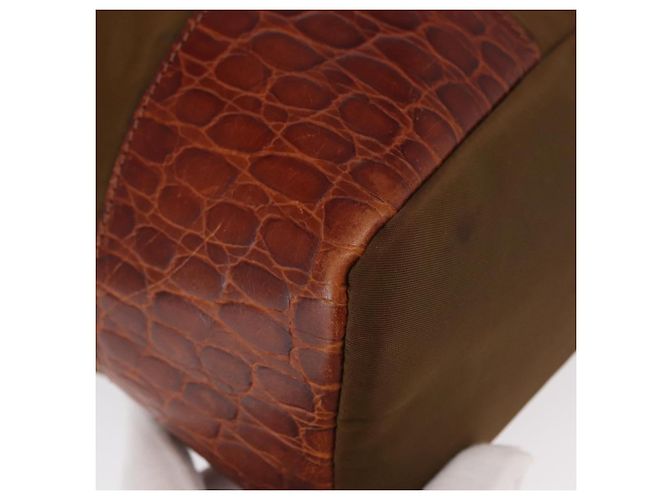 Borsa Tote PRADA in nylon marrone oro Auth 161781 D'oro - vista 9