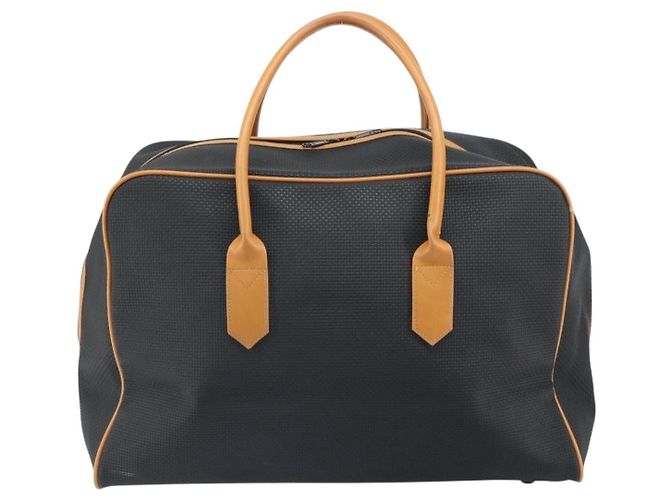 Saint Laurent Borsa Boston in tela PVC nera marrone oro Auth 158370 Nero D'oro - vista 2