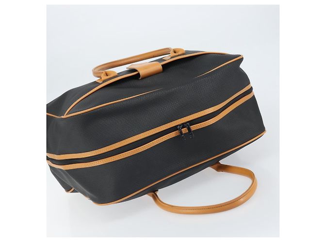 Saint Laurent Borsa Boston in tela PVC nera marrone oro Auth 158370 Nero D'oro - vista 6