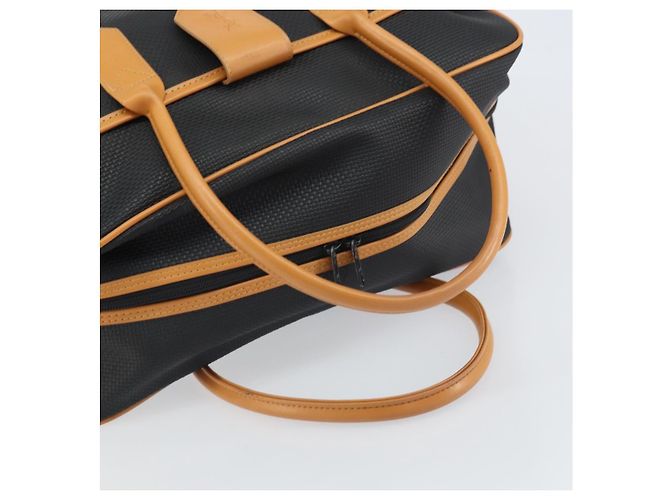 Saint Laurent Borsa Boston in tela PVC nera marrone oro Auth 158370 Nero D'oro - vista 7