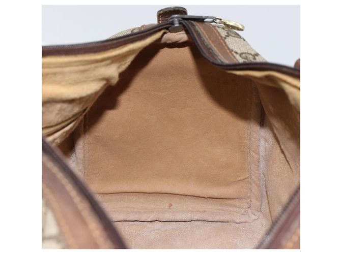 Bolsa de mão Gucci GG Supreme Web Sherry Line PVC Bege Ouro 24 012 3842 Auth 161028 Dourado - vista 19