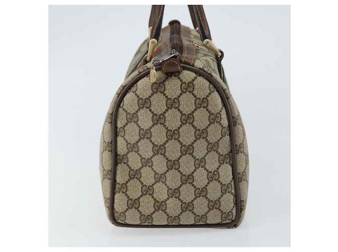 Bolsa de mão Gucci GG Supreme Web Sherry Line PVC Bege Ouro 24 012 3842 Auth 161028 Dourado - vista 3