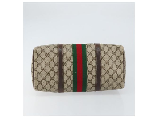 Bolsa de mão Gucci GG Supreme Web Sherry Line PVC Bege Ouro 24 012 3842 Auth 161028 Dourado - vista 5