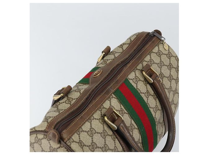 Bolsa de mão Gucci GG Supreme Web Sherry Line PVC Bege Ouro 24 012 3842 Auth 161028 Dourado - vista 6
