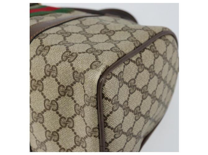 Bolsa de mão Gucci GG Supreme Web Sherry Line PVC Bege Ouro 24 012 3842 Auth 161028 Dourado - vista 9