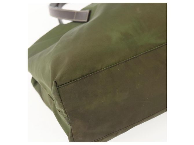 PRADA Tote Bag aus Nylon Khaki Silber authentisch 161778 - Ansicht 16
