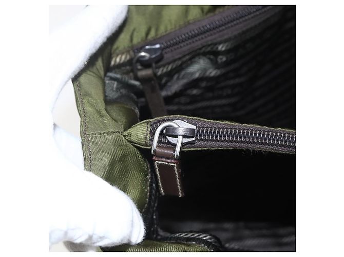 PRADA Tote Bag aus Nylon Khaki Silber authentisch 161778 - Ansicht 18