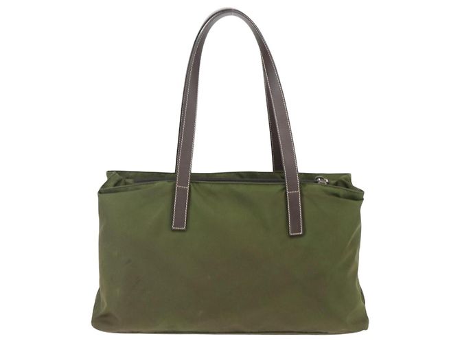 PRADA Tote Bag aus Nylon Khaki Silber authentisch 161778 - Ansicht 2