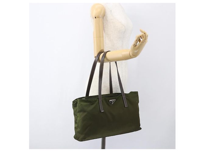 PRADA Tote Bag aus Nylon Khaki Silber authentisch 161778 - Ansicht 25