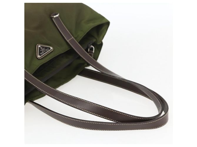 PRADA Tote Bag aus Nylon Khaki Silber authentisch 161778 - Ansicht 7