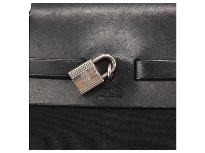 Hermès HERMES Borsa a Mano Herbag MM Tela Pelle Nera Argento Auth gh1501 Nero - vista 8