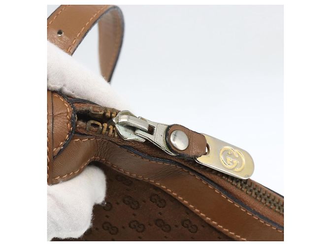 Borsa a Spalla Gucci Micro GG Canvas Web Sherry Line Marrone Oro Rosso Auth 162991 D'oro - vista 10