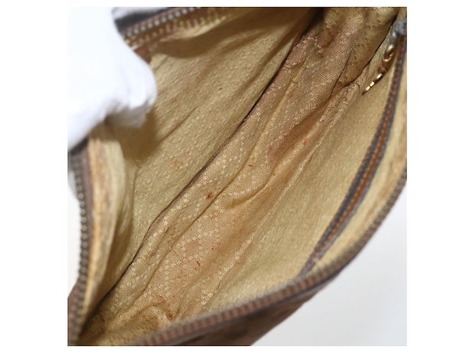 Borsa a Spalla Gucci Micro GG Canvas Web Sherry Line Marrone Oro Rosso Auth 162991 D'oro - vista 11