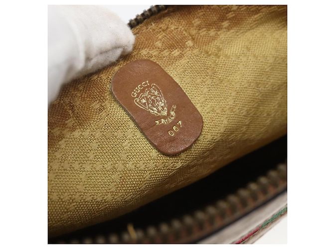 Borsa a Spalla Gucci Micro GG Canvas Web Sherry Line Marrone Oro Rosso Auth 162991 D'oro - vista 12