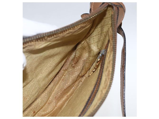 Borsa a Spalla Gucci Micro GG Canvas Web Sherry Line Marrone Oro Rosso Auth 162991 D'oro - vista 18