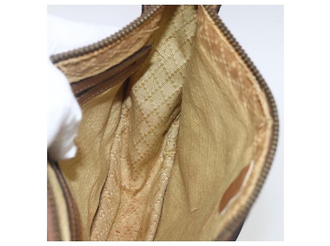 Borsa a Spalla Gucci Micro GG Canvas Web Sherry Line Marrone Oro Rosso Auth 162991 D'oro - vista 19
