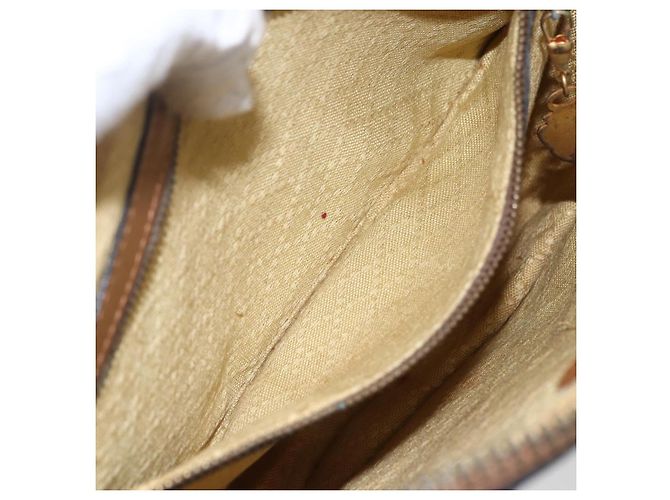 Borsa a Spalla Gucci Micro GG Canvas Web Sherry Line Marrone Oro Rosso Auth 162991 D'oro - vista 20