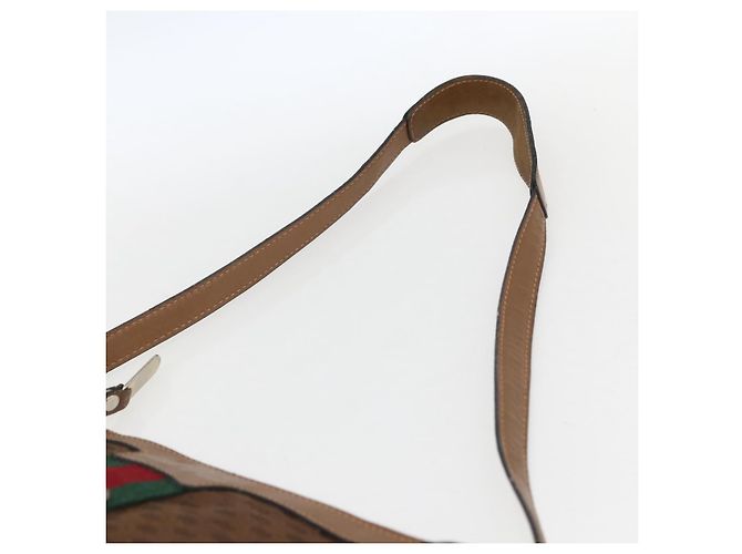 Borsa a Spalla Gucci Micro GG Canvas Web Sherry Line Marrone Oro Rosso Auth 162991 D'oro - vista 8