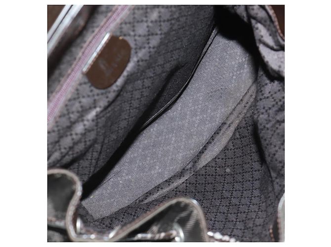Zaino in nylon marrone e argento GUCCI Bamboo 003 1119 0016 Auth 161351 - vista 11