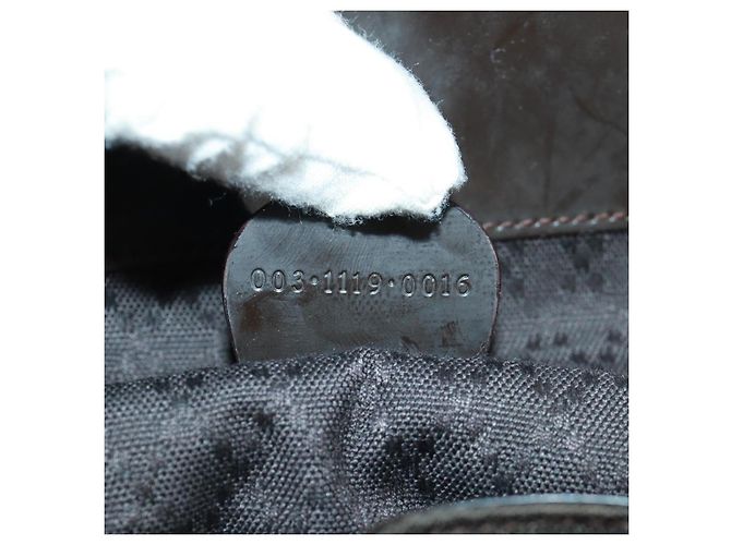 Zaino in nylon marrone e argento GUCCI Bamboo 003 1119 0016 Auth 161351 - vista 12