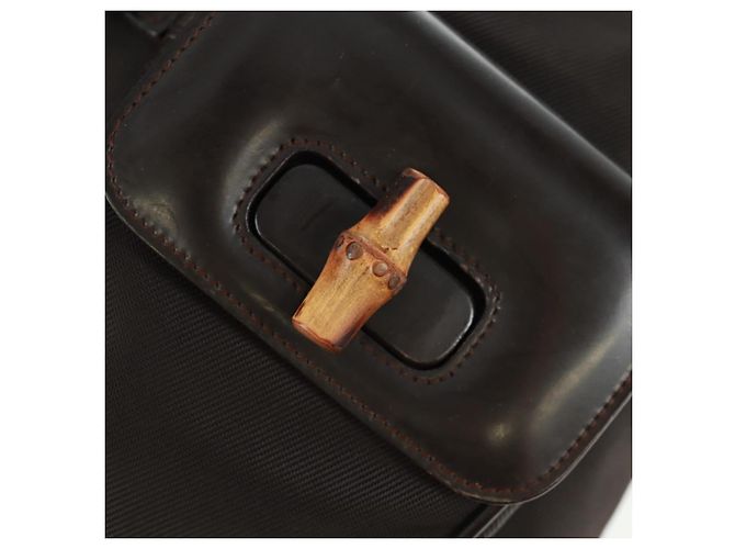 Zaino in nylon marrone e argento GUCCI Bamboo 003 1119 0016 Auth 161351 - vista 22