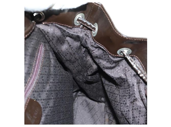 Zaino in nylon marrone e argento GUCCI Bamboo 003 1119 0016 Auth 161351 - vista 28